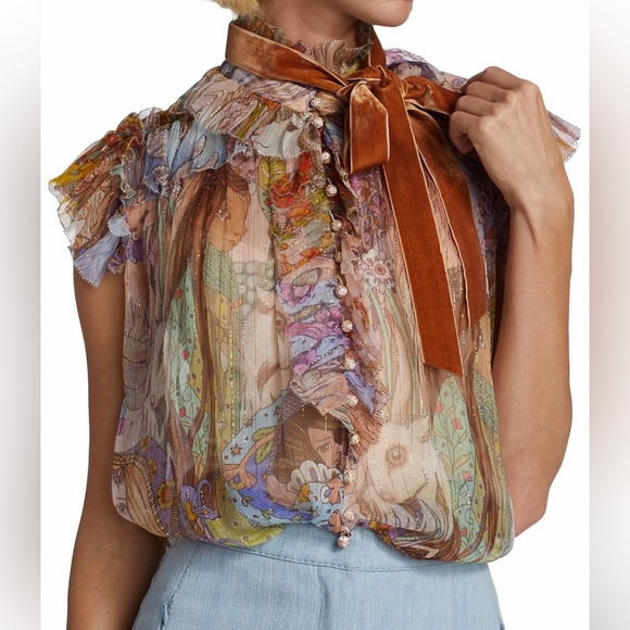Zimmermann Kaleidoscope Printed Ruffled Top - Size 1 - Picture 2 of 14